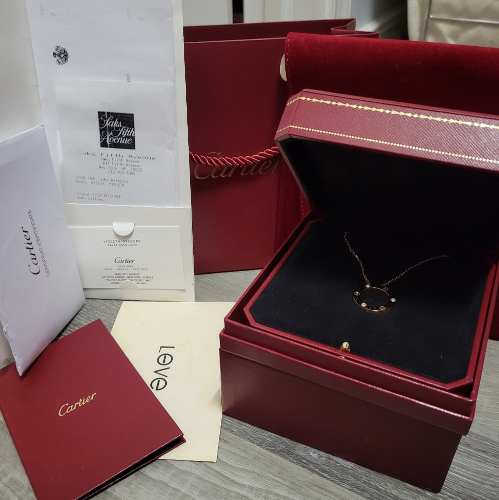 Authentic Rose Gold Cartier LOVE necklace with 3 diamonds!!!